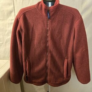 L.L.Bean Fleece Full Zip Jacket Women's Large Burgundy